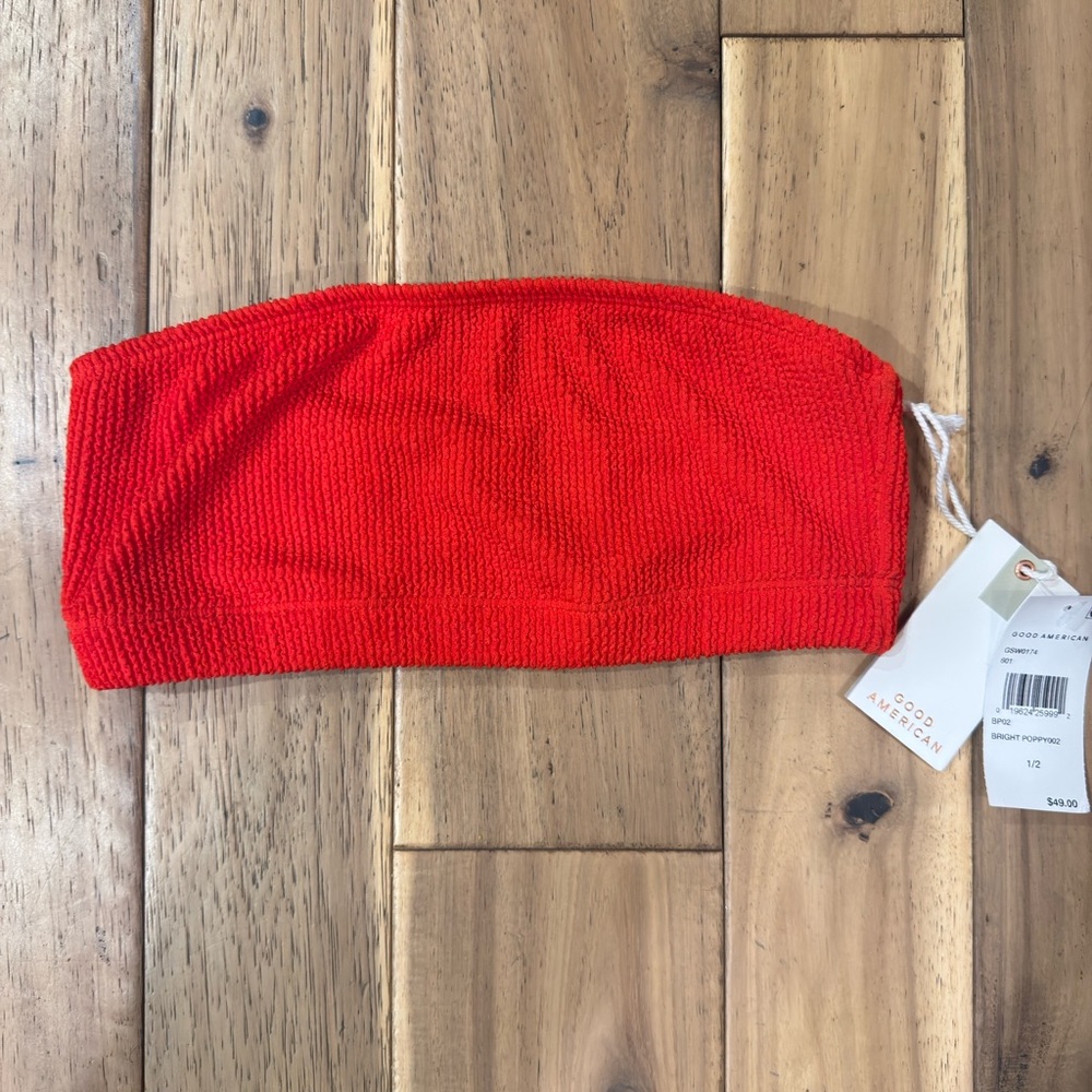 NEW Good American Red Bandeau Bikini Top - Size 1/2 
(fits S/M)